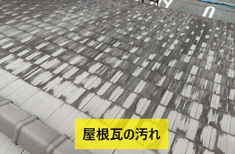 屋根瓦の汚れ　平板瓦